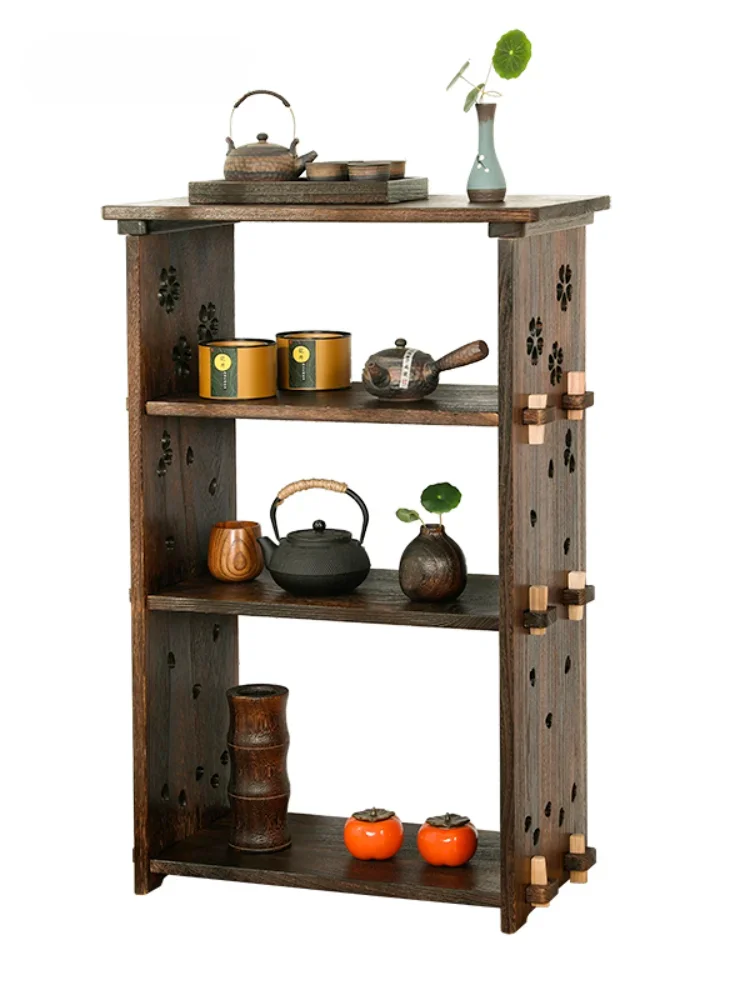 Solid Wood Floor Multi-Column Book Shelf Simple Storage Rack Household Set