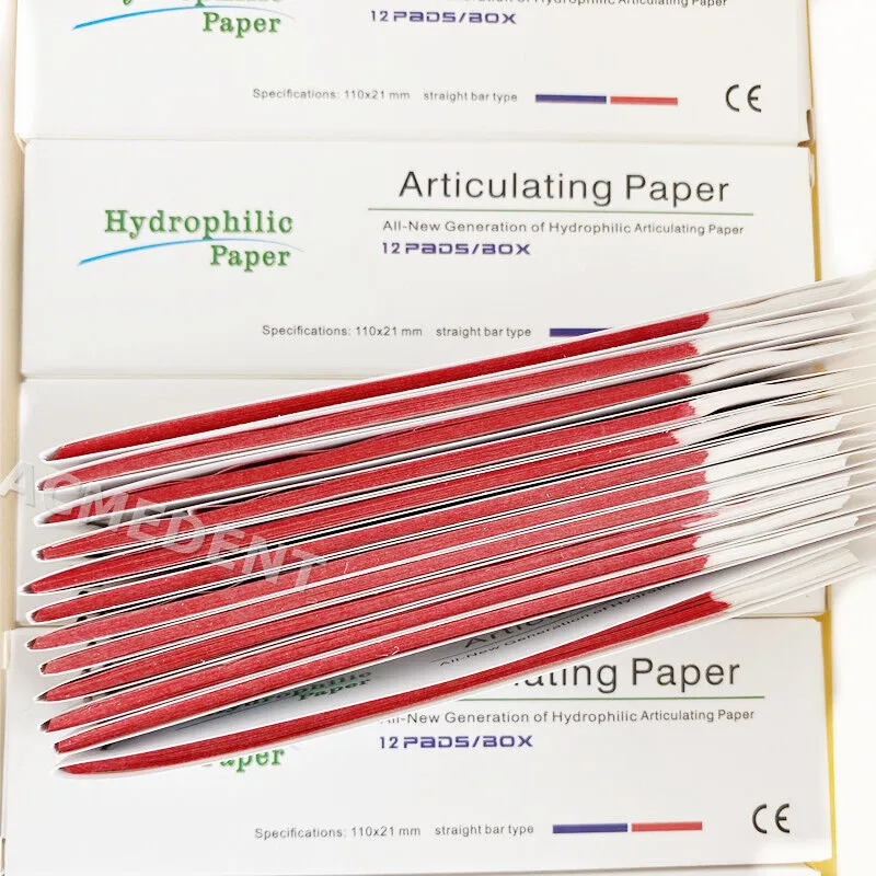 1Box Dental Articulating Paper Red Thick Occlusal Record Hydrophilic Bar