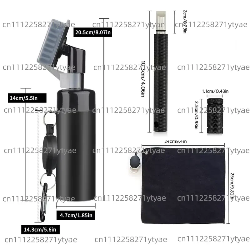 3-in-1 Golf Club Cleaning Set Towel with Spray Bottle Brush Groove Portable Cleaning Tool Set Black Golf Course