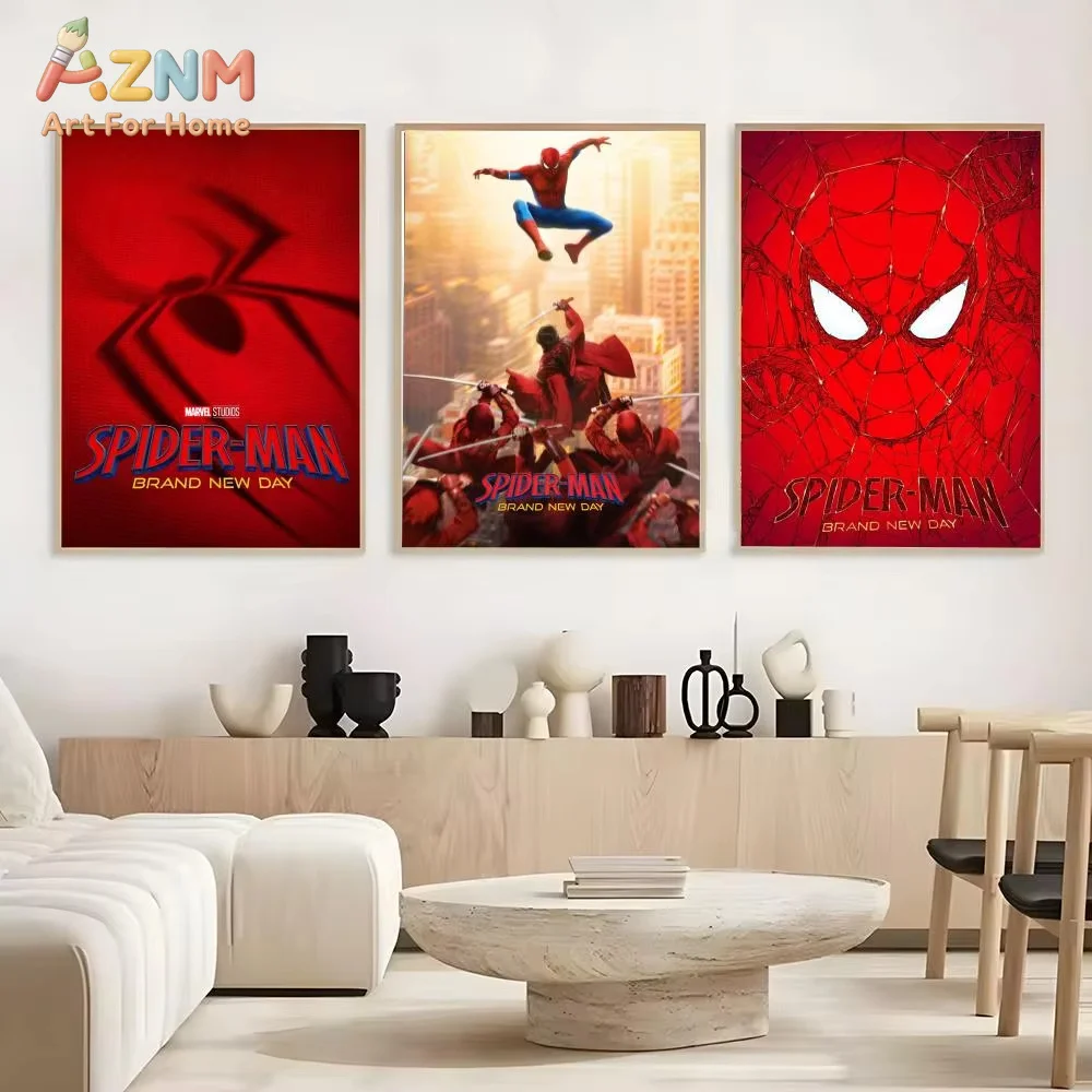 AZNM The Latest S_spider-M-Man MovieS Poster Frameless Poster Self-adhesive Art Waterproof Paper Sticker Room Wall Decor