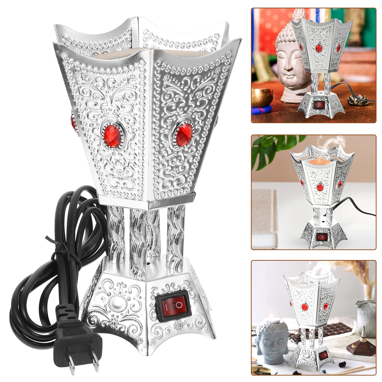 

Plug In Electric Incense Burner Aroma Censer Home Decor Stove Vintage Holder For Household Use Reusable Incense Electric Burner