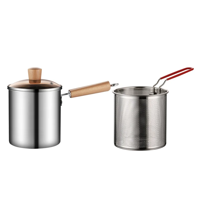 

A008 Multi-Purpose Frying Pot With Handles Milk Pot Stainless Steel Fryer Fryer Cooking Pot Frying Pan Small Pot