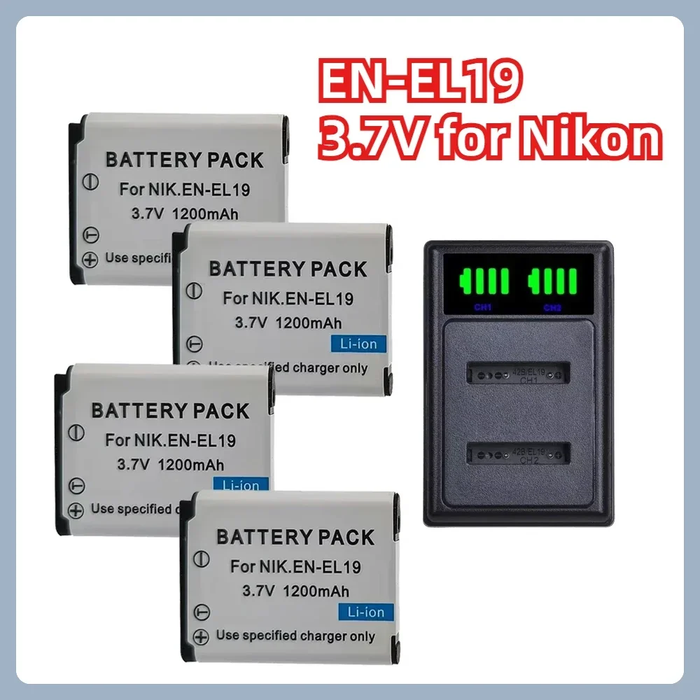 EN-EL19 3.7V 1200mAH Battery Suitable for Nikon S6600 S3100 S3300 S7000 S2500 S2600