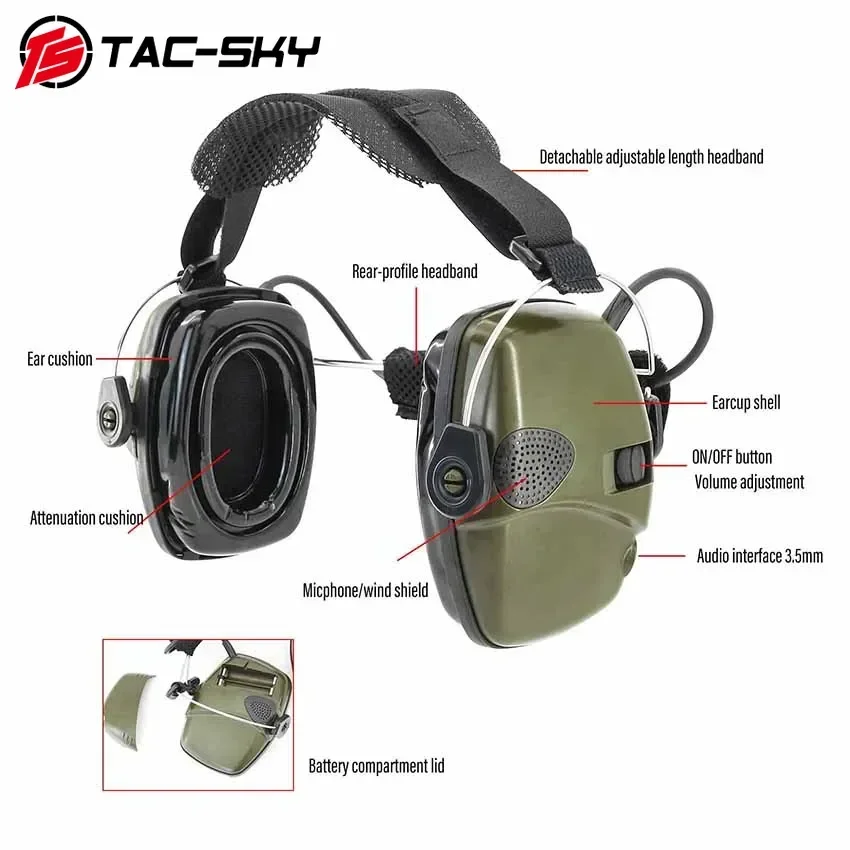 

TS TAC-SKY Tactical Anti-noise Hearing Protection Shooting Headset Noise Reduction Electronic Earmuffs for Airsoft Hunting