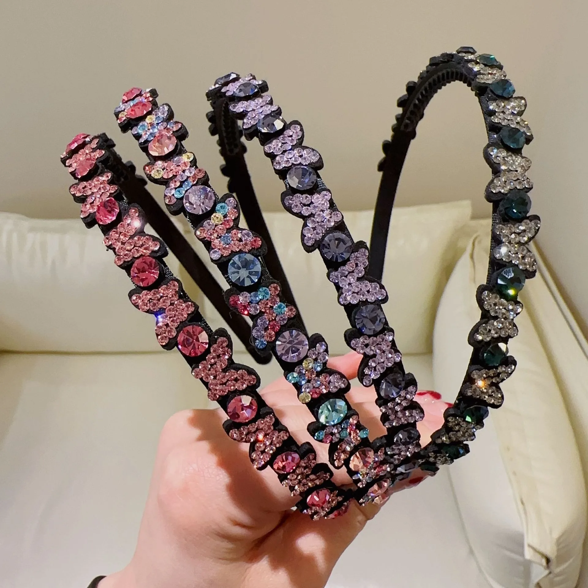 Rhinestone Butterfly Headband Solid Wave Hairband for Women Girls Bezel Fashion Hair Hoop Ladies Boutique Hair Accessories