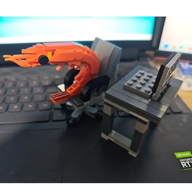 MOC Building block shrimp model figurines, puzzle assembly, boys and girls randomly mixing, Internet celebrity creative parodies
