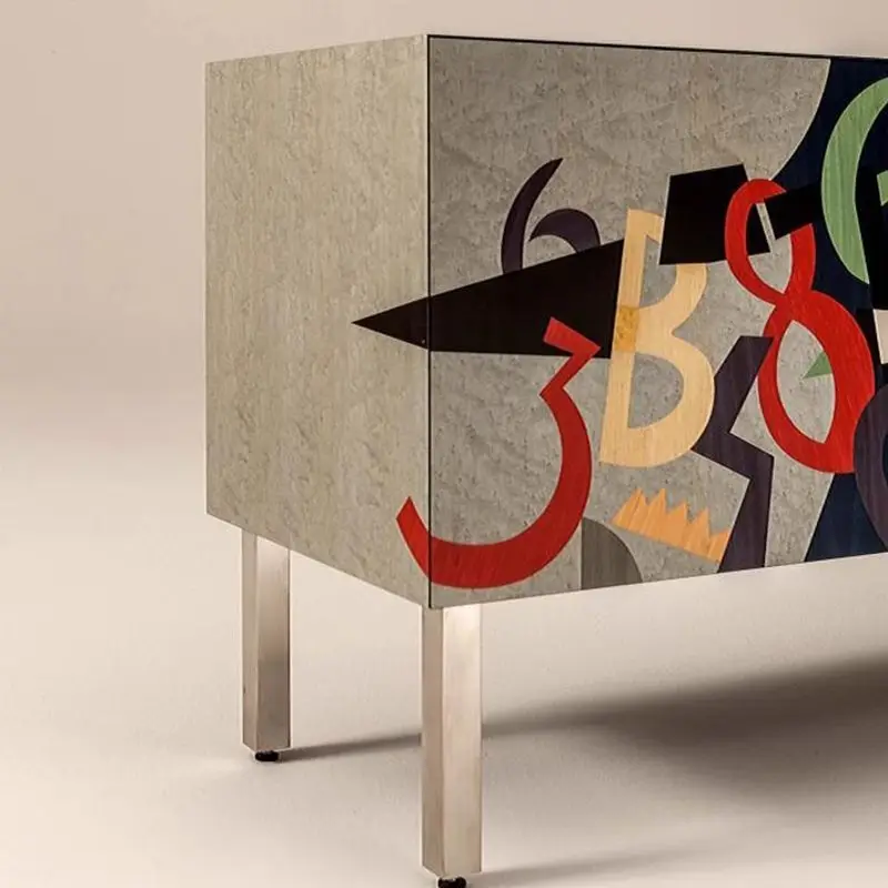 Solid wood dining side cabinet art storage cabinet painted entrance cabinet