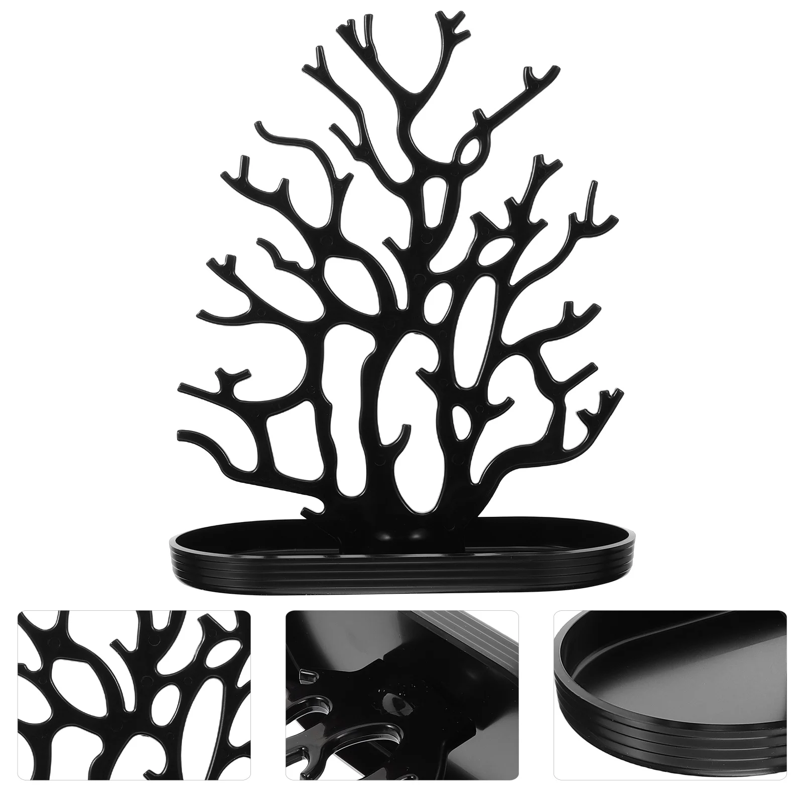 Plastic Coral Jewelry Display Stand Black Desktop Organizer for Rings Earrings Necklaces Jewelry Display Organizer Holder
