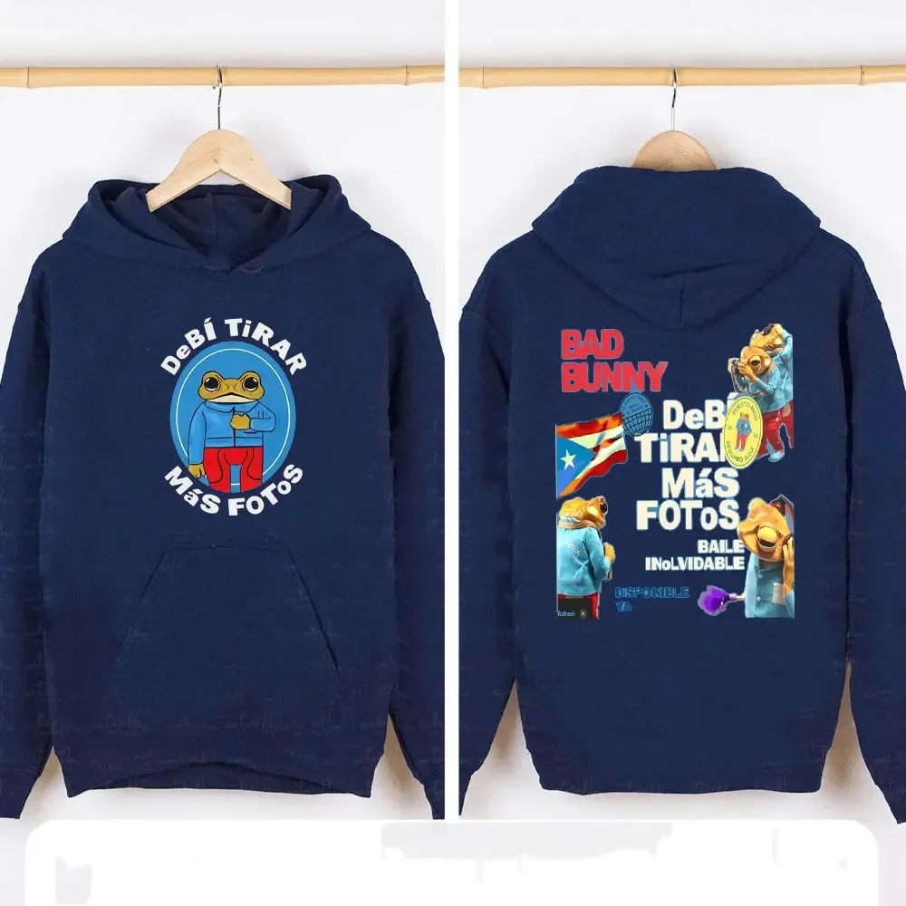 Debi Tirar Mas Fotos 2025 Assinatura Street Apparel Bad Bunny Inspiration Quote Moletom com capuz Crewneck Mr. Frog Roupas com capuz Mulheres Tops