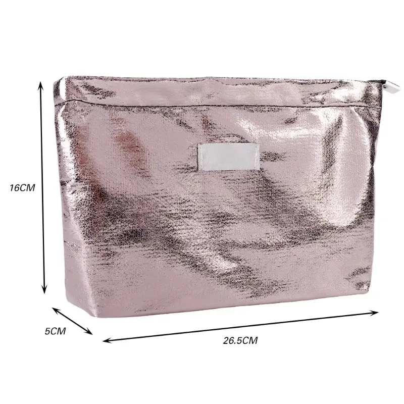 Nuova moda rosa paillettes lucide borsa per cosmetici portatile pochette da donna con cerniera borsa per trucco articoli da toeletta borse quadrate