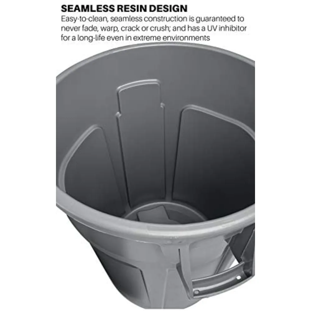 Commercial Products Heavy-Duty Trash/Garbage Can, 20-Gallon, Gray,