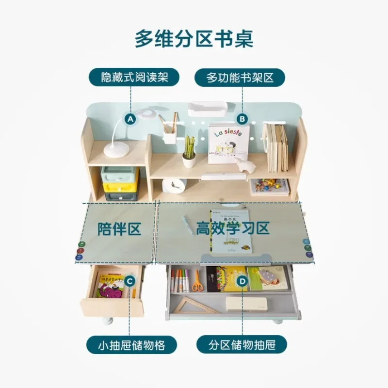 

Children's study table and chair set can be lifted and lowered