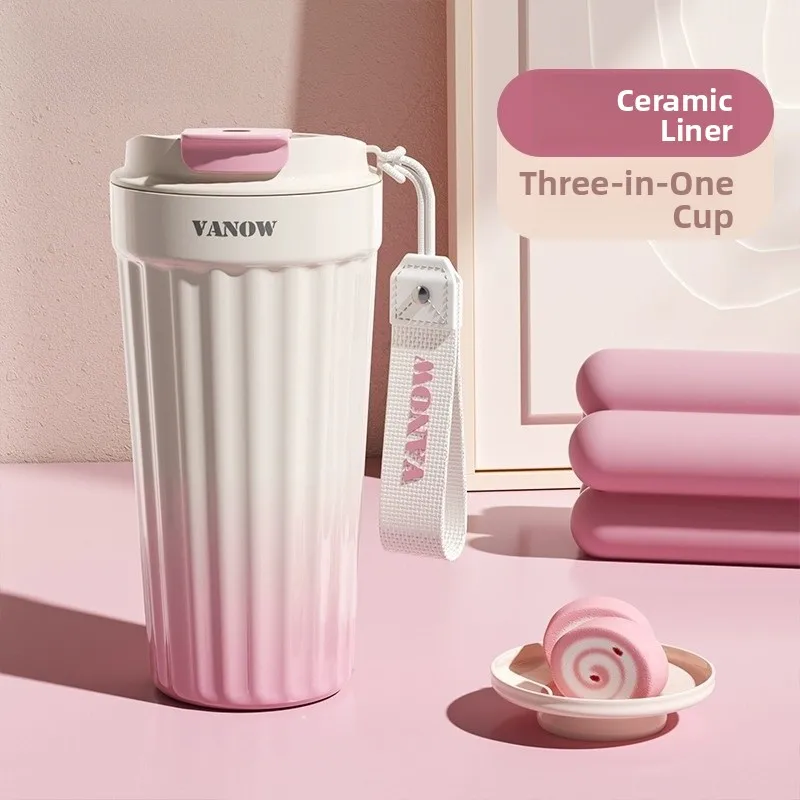 

Vanow Cerc Inner Lid Water Bottle St Coffee Cup Women's Version Insulated Cup Sli Portable Travel Tumbler 520ml