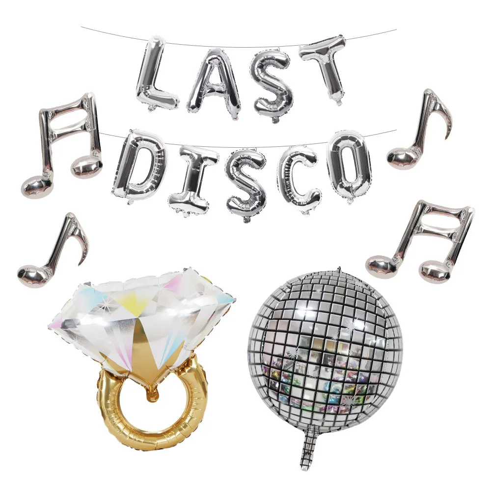 

1set LAST DISCO Foil Balloons 4d Disco Silver Note Helium Balloon for 90s Party Happy Birthday Party Decorations Globos Kids Toy