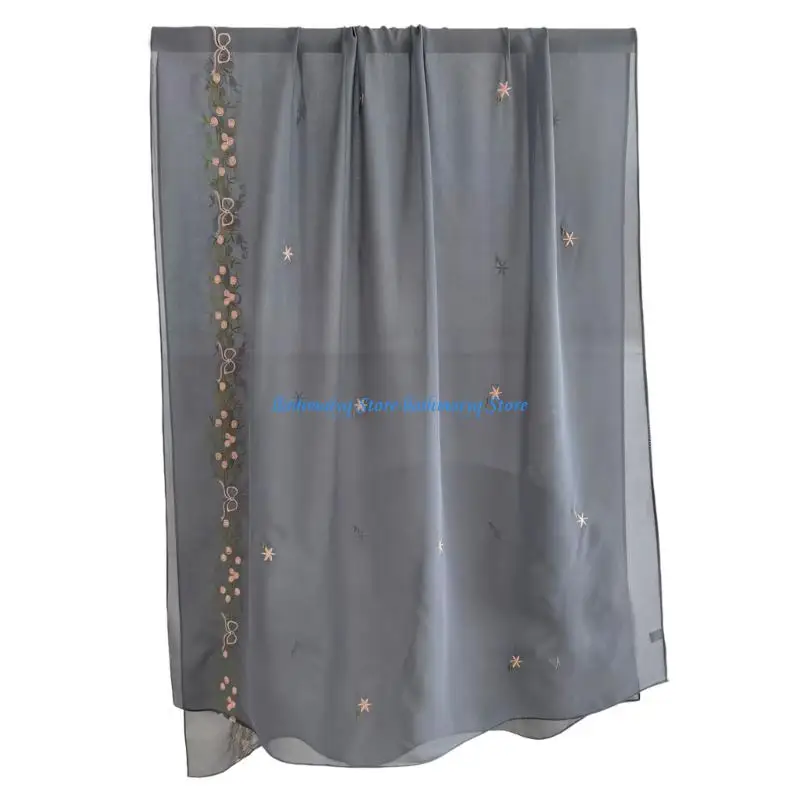 573B Fashion Embroidered Scarf Elegant Head Covering Breathable Hijab Scarf For Religious Occasion