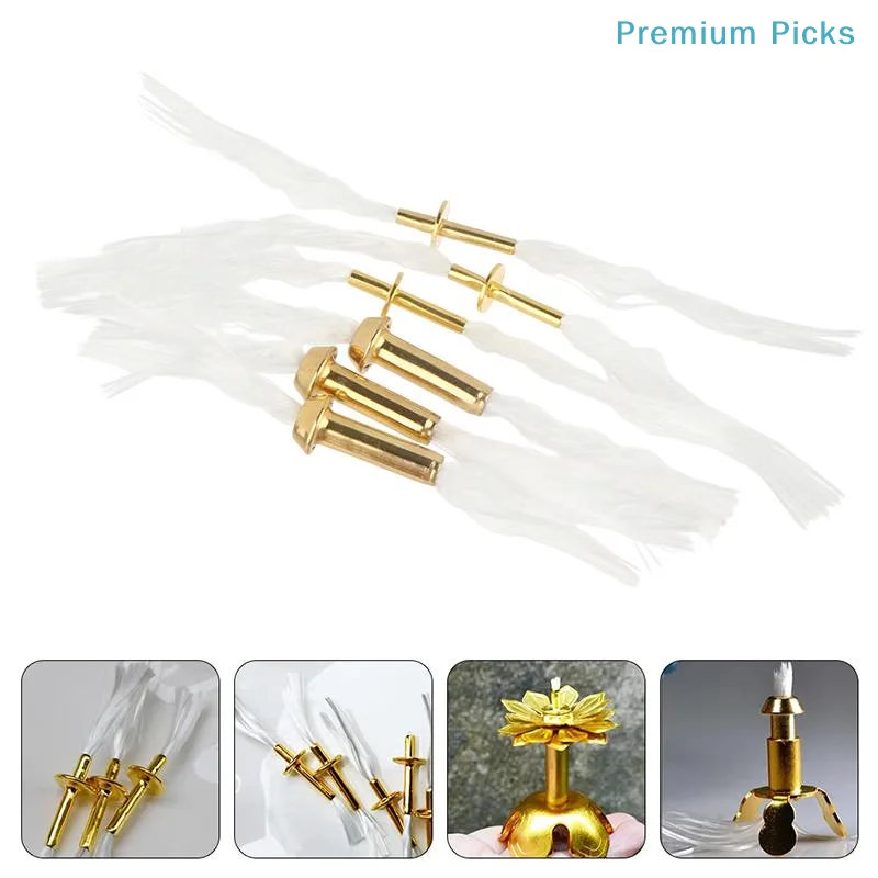 portable3Pcs Oil Lamp Wick Tubes Eco-Friendly Cotton Thread Alloy Tubes for Home Decor Lantern DIY Lighting Replacement Parts
