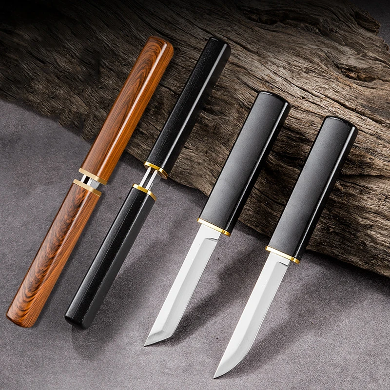 Cuchillo doble 2 en 1, cuchillo multiusos para exteriores, cuchillo para acampar y pescar, cuchillo pelador de acero inoxidable, cortador para barbacoa, fácil de transportar