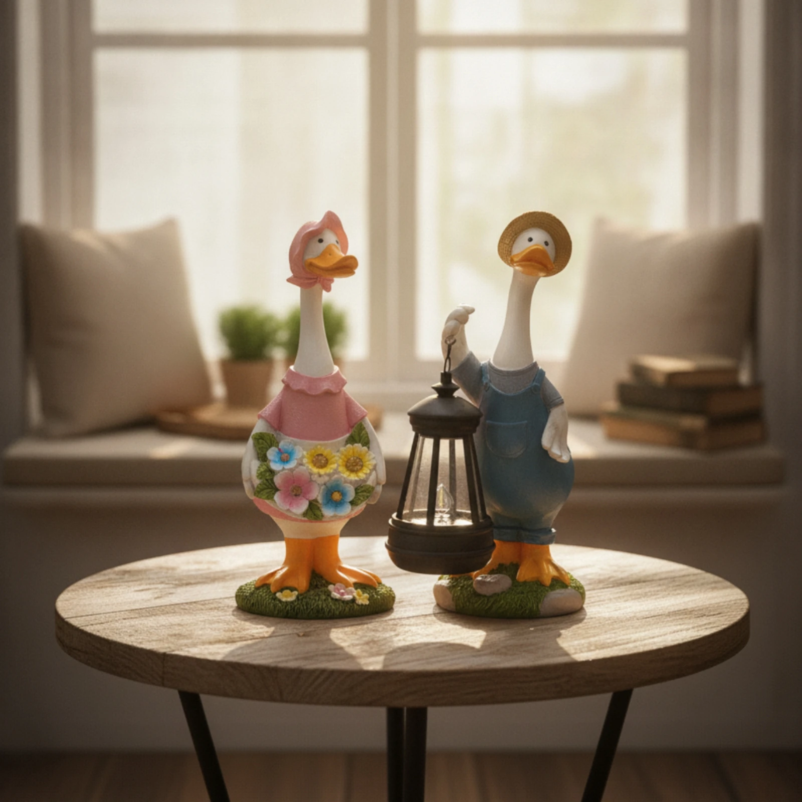 Duck Statue with Lantern Hand-Painted Duck Statues with Lantern Garden Figurines Weather-Resistant Outdoor Decor Long-Lasting
