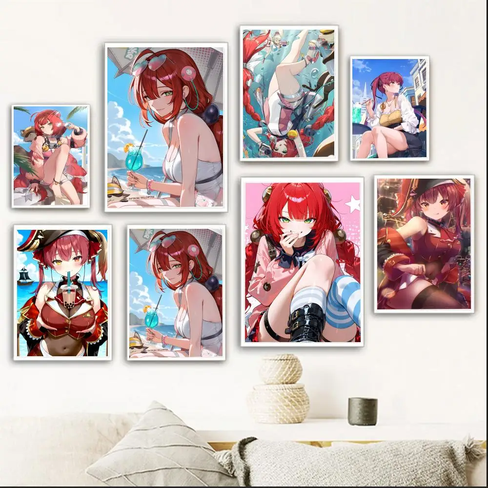 Nautical Cheerful H-Houshou Marine VTuber Anime Vibe Art Poster retro art living room decoration bar Promotional
