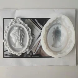 Mirror Frame Lady Cake Border Silicone Mold Cameo Picture Wedding Cupcake Fondant Cake Decorating Tools Candy Chocolate Moulds