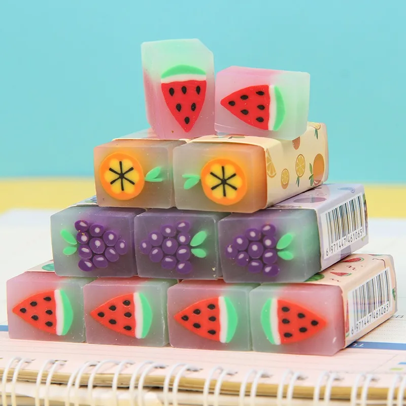 Popular Cartoon Eraser Can Cut Fruits Grapes Watermelons Children‘s Kindergarten Stationery Prizes School Supplies Student Gifts