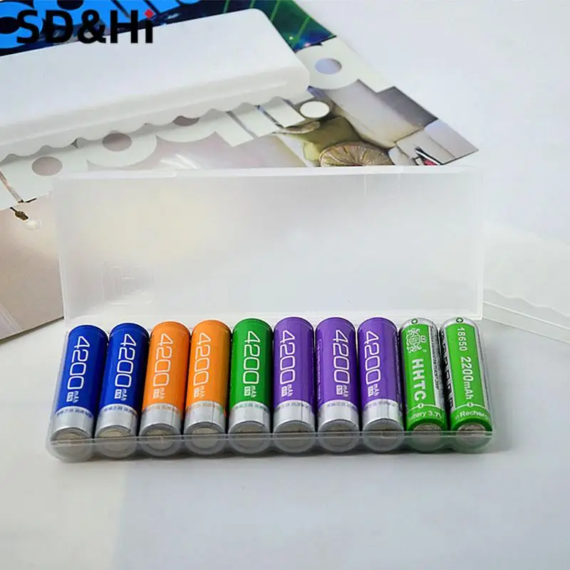 10 Slot For AA Battery Organizer Accessories Transparent White Plastic Battery Storage Box Hard Container Holder Case