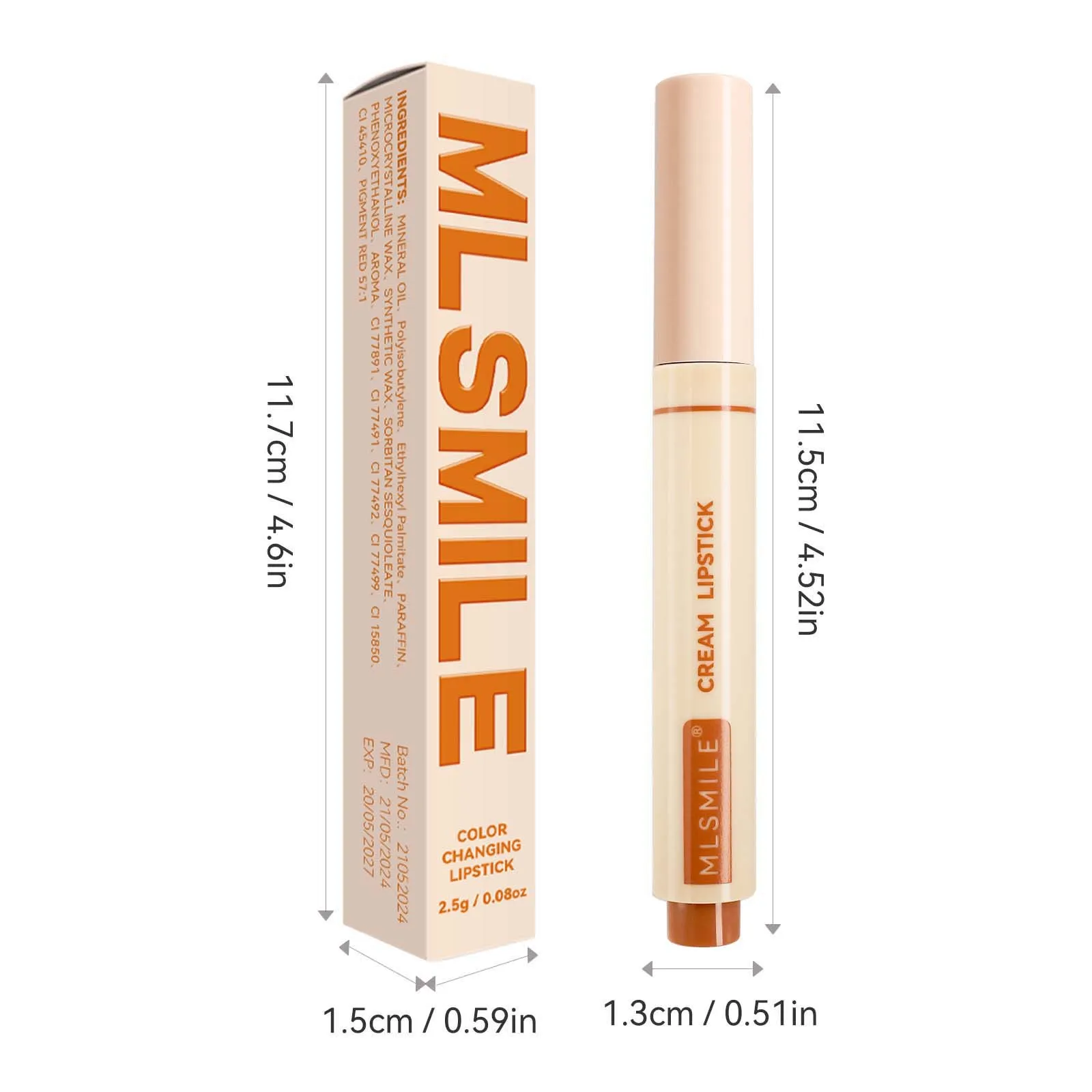 Mlsmile imprensa batom 6 cores espelho água alto brilho brilho labial hidratante natural e fácil cor sólida bálsamo labial