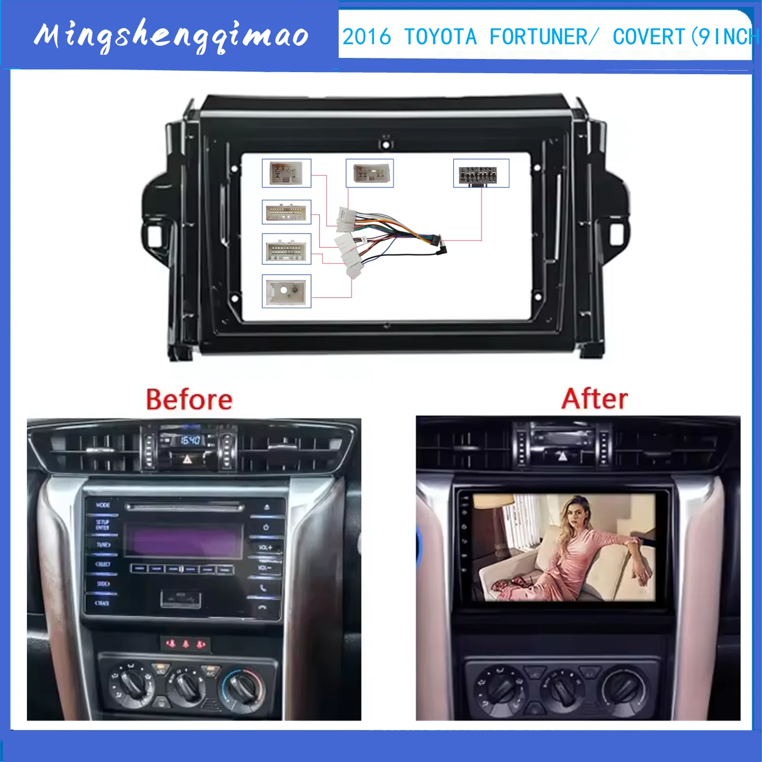 2 Din Car Radio Fascia TOYOTA Fortuner 2015-2020 Auto Stereo Audio Player DVD Panel Dash Kit Frame Center Console Holder