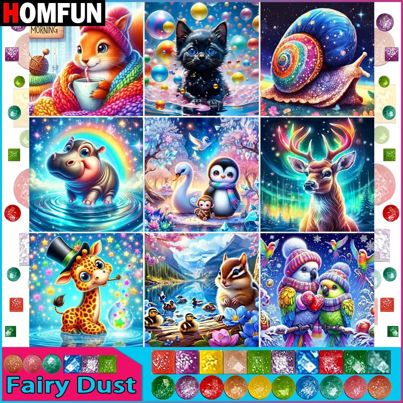 

HOMFUN сказочная пыль DIY 5D алмазная живопись "животное панда олень белка" полная алмазная вышивка распродажа картина для праздничных подарков
