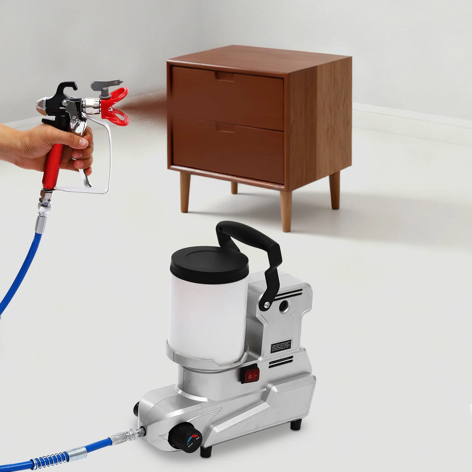 

Безвоздушный распылитель краски 1600 Вт, электрический, высокого давления, 84,54 унций/мин, шланг 16,4 фута, вилка стандарта США, для домашнего строительства