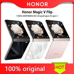 Honor-Magic V Flip Smartphone, Snapdragon 8 + Gen 1, 4800mAh, Bonito, Carga Flash Super 66W, Bluetooth 5.3, NFC, 5G