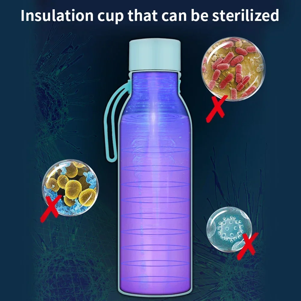 UV Light Smart Temperature Display LED Gift Mug 304 Double Layer UVC Sterilization Water Bottle 600ml Updated Sanitizing Cups