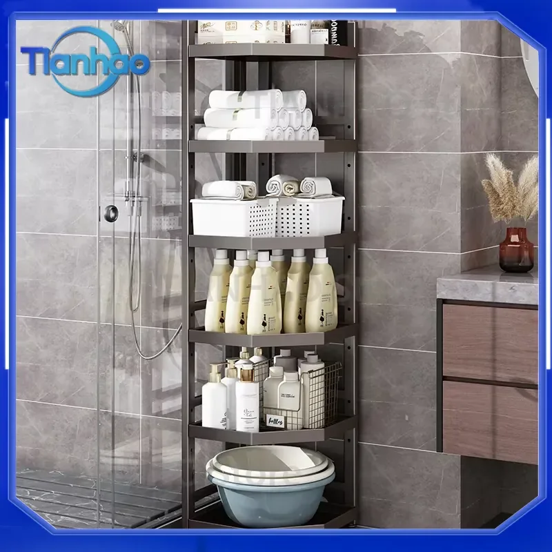 Multi-layer Metal Bathroom Shelf for Washroom Floor-standing Storage Rack Multi-layer Washbasin Storage Bathroom Triangular