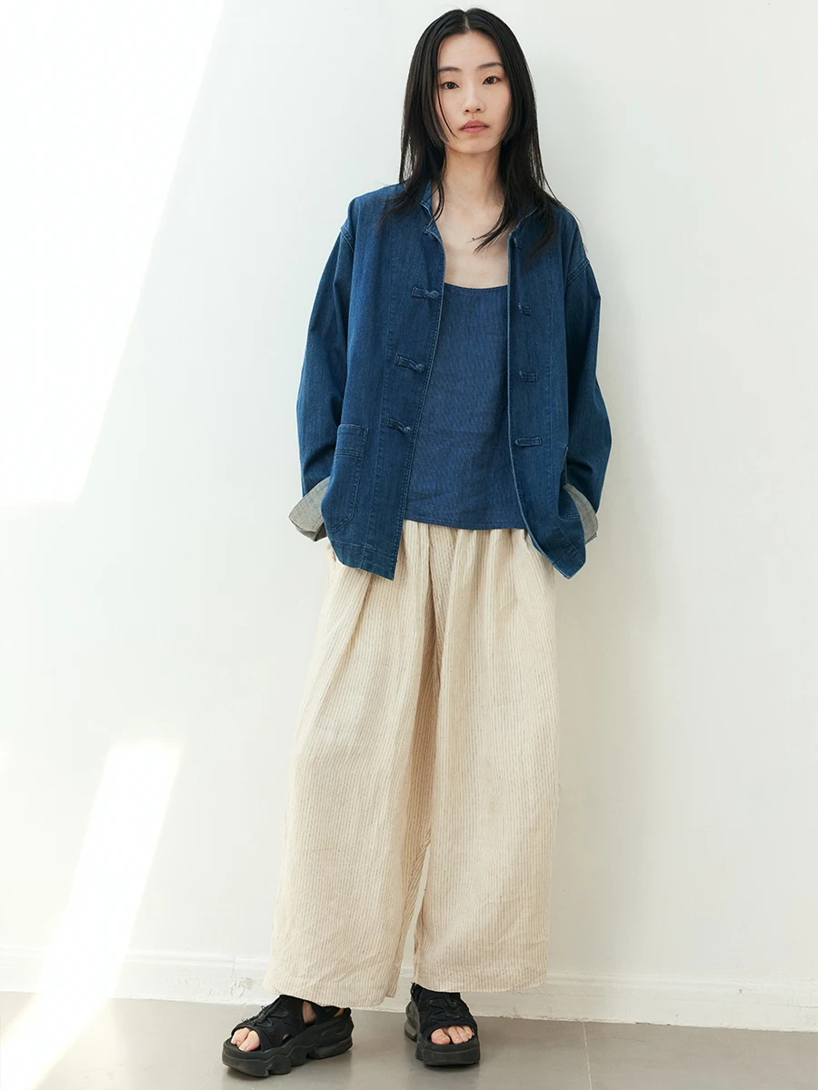

Wide Leg Pants Loose Fit Hanflax Elastic Stripe Pleated Casual Trousers for Women Comfortable High Waist Loose Body Wide Leg ...
