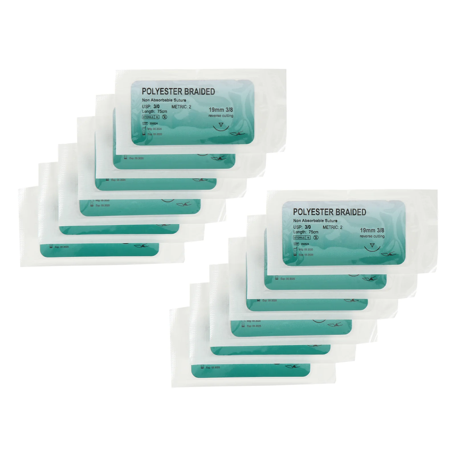 12 Pcs Monofilament Thread Suture Kit Compact Size Sturdy Suturing Device Practice Tool Curved Needle Attached Fits