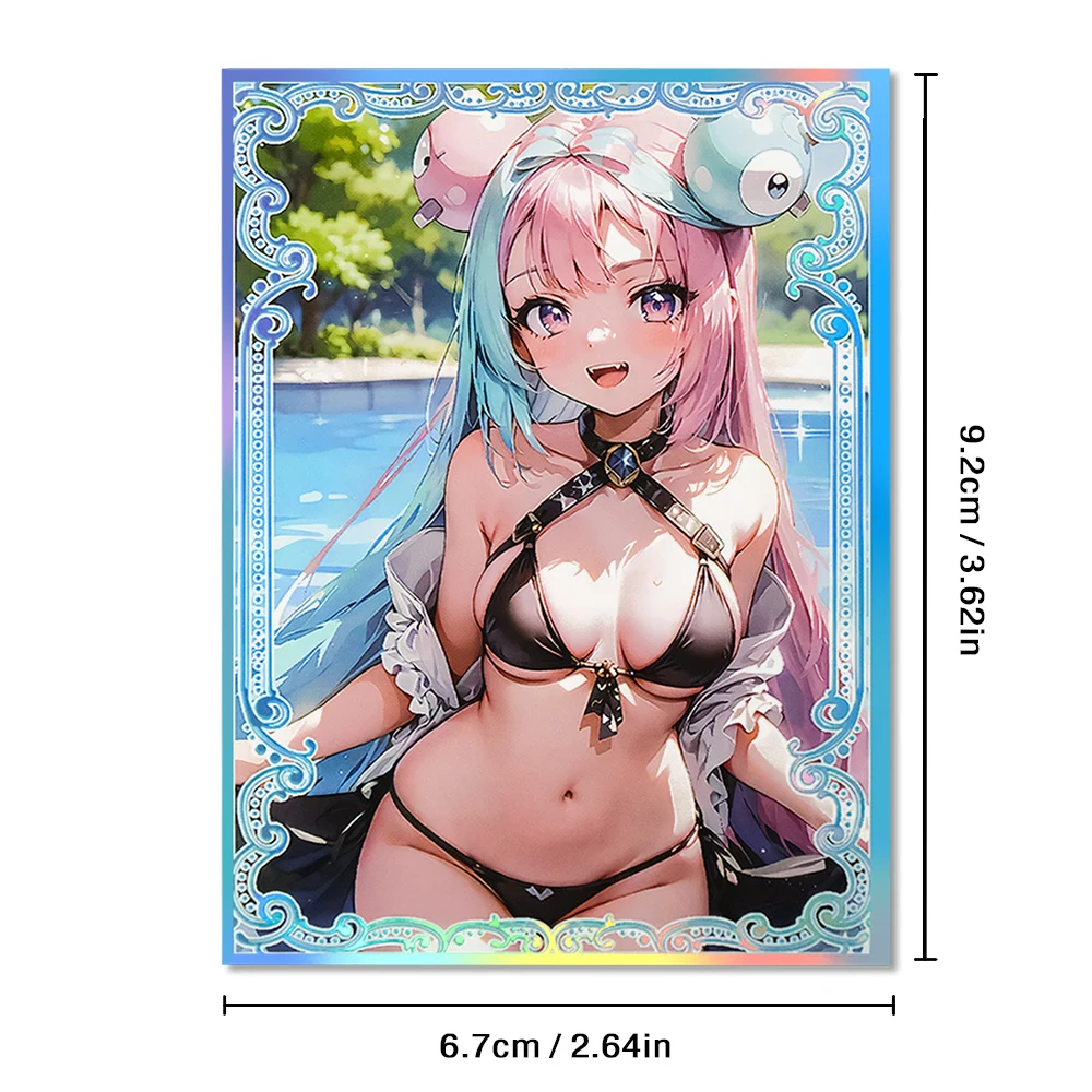 60PCS 67X92mm Swimsuits Lono Anime Cards Sleeves Foil Trading Card Sleeves Fit MTG/PKM Card Protector for PTCG Cards