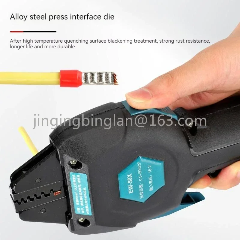 18V Electric Crimping Tool Terminal Pre-insulated Tube Type Bare Terminal Crimping Portable Tool Rechargeable Crimping 16KN