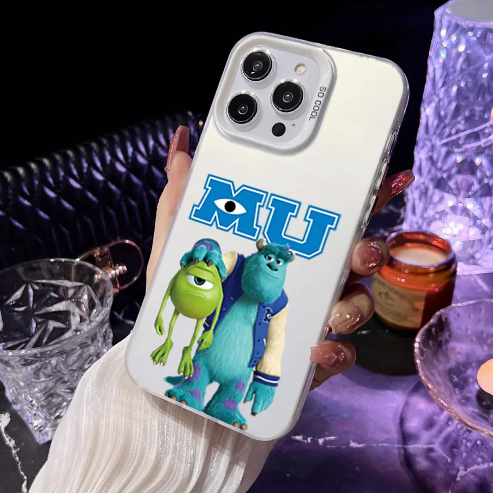 MINISO M-Monsters Inc Phone Case for iPhone 12 11 13 14 16 15 Pro Max Plus Laser Cover