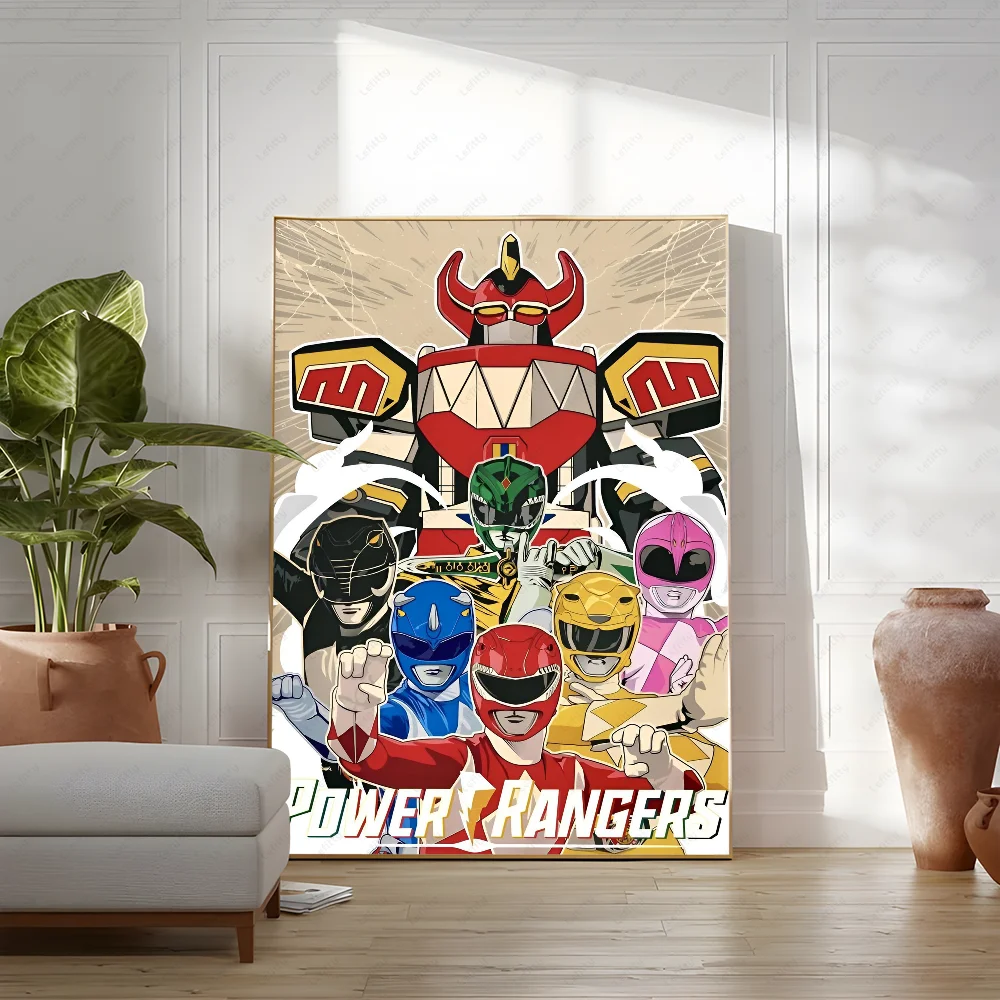 Japan Anime P-PowerS-COOL R-Ranger Retro Poster Sticky Wall Art Printing Waterproof Home Living Bed Room Bar Aesthetic Decor