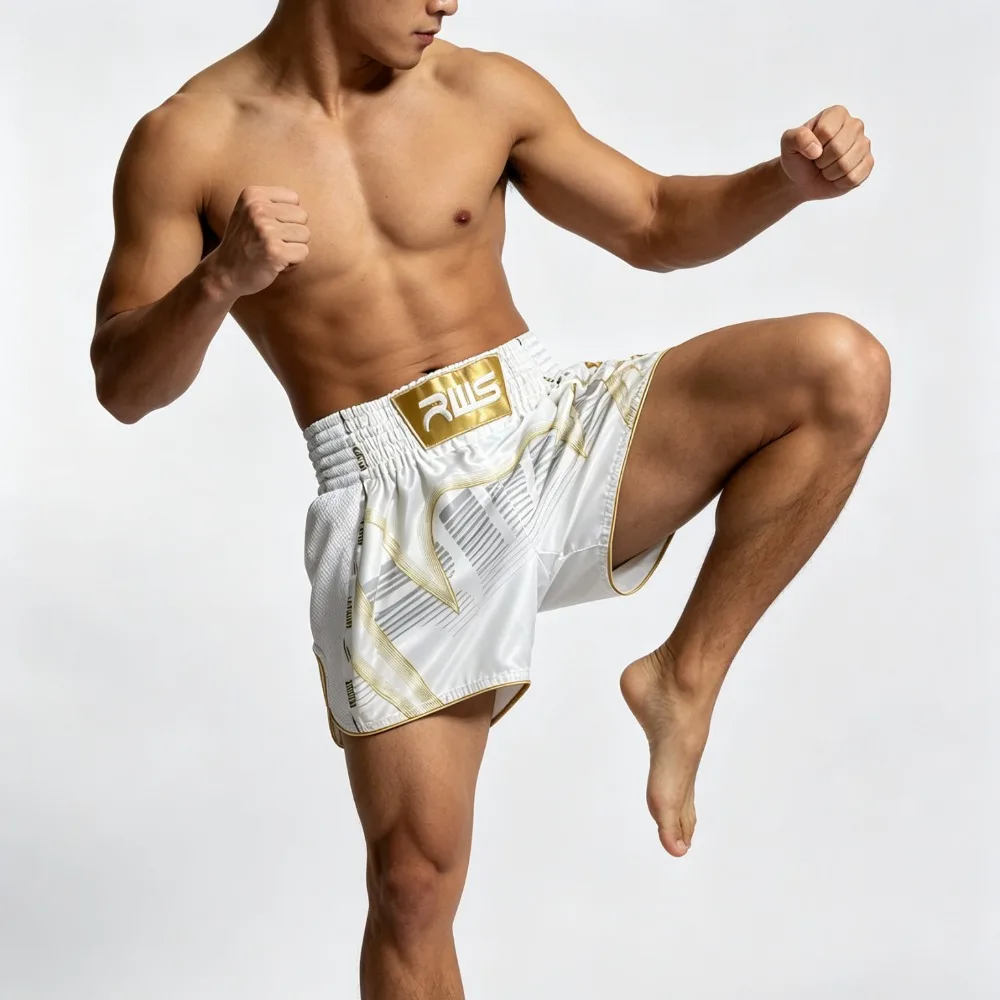 Original MMA Training Muay Thai Gym Fighting Shorts Fitness Combat Sports Pants Embroidery Style Boxing Trunks
