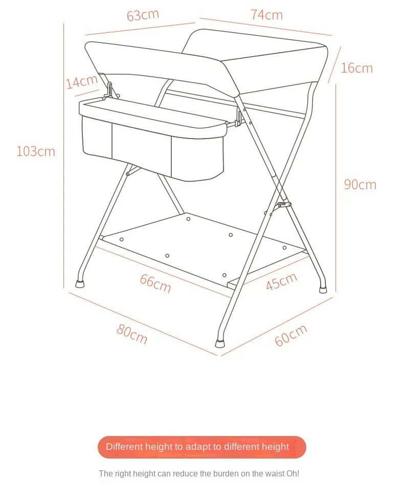 Portable Baby Multifunction Diaper Conversion Table Care Desk Diaper Table Nursing Table Adjustable Foldable Newborn Care Table