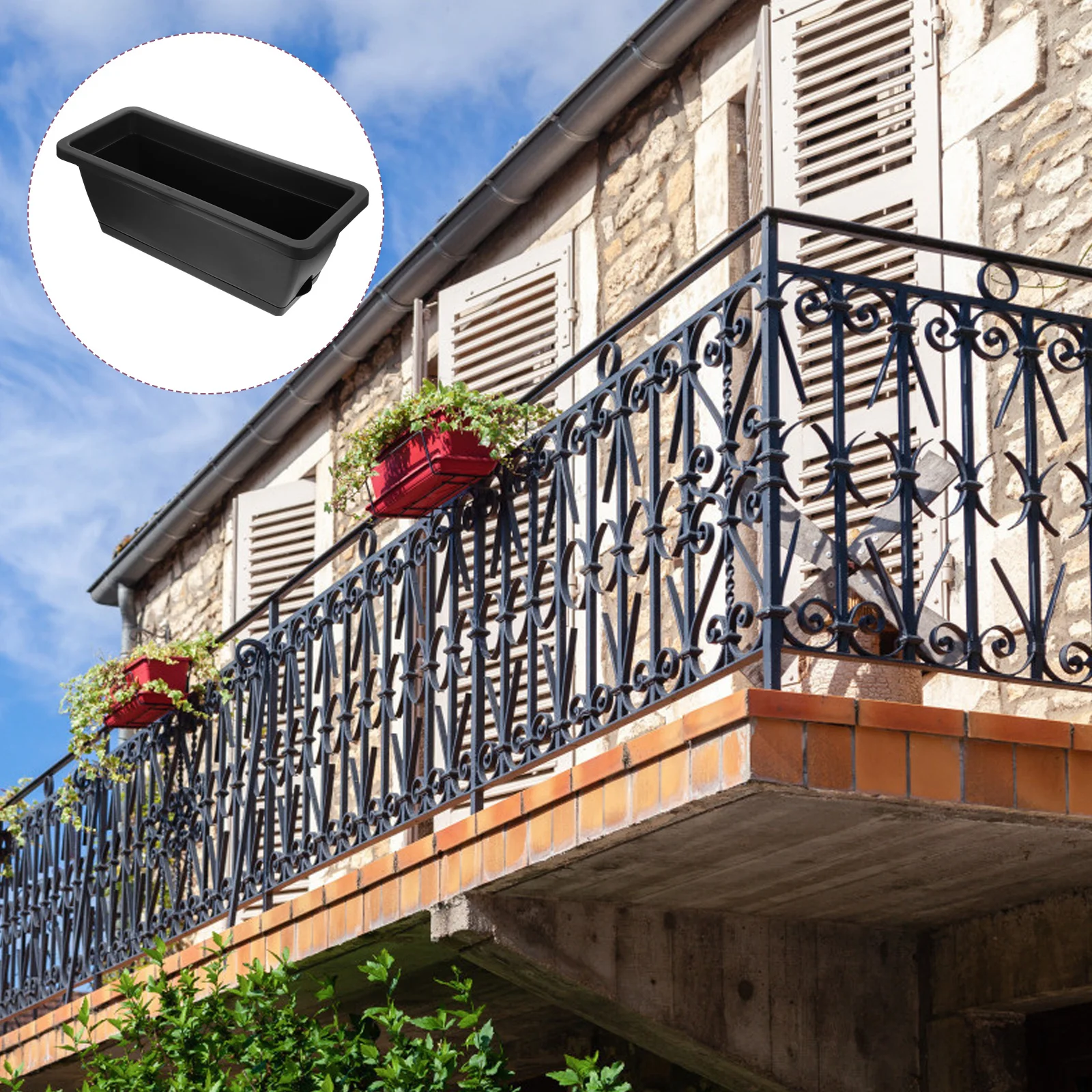 

2Pcs Thickened Rectangular Plants Pot for Balcony Vegetables Gardening Flowerpot Durable Anti-Fall Resin Planting Trough with