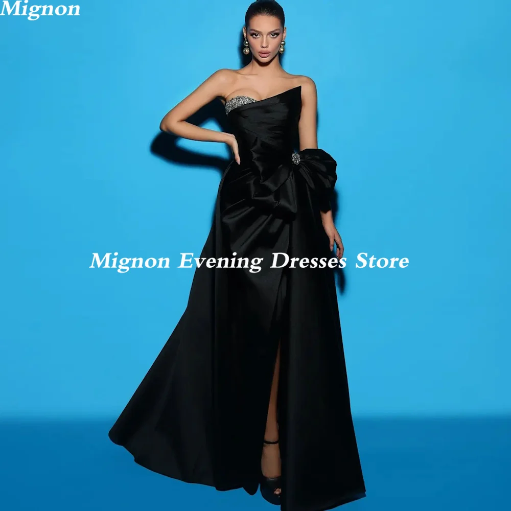 

Mignon Satin A-line Strapless Ruffle Bow Formal Prom Gown Floor Length luxury Evening Formal Elegant Party Dress for Women 2023