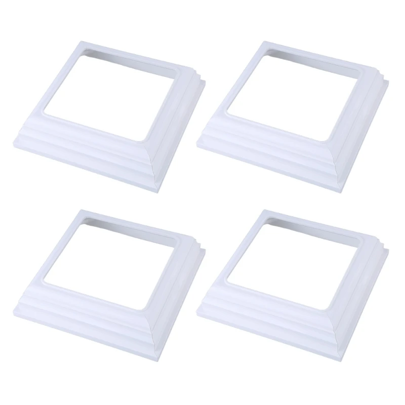 Plastic Post Skirt 4x4Inch White Base Cover for Porch Deck Column Wraps Durability Outdoor Sleeve Trim Support (4Pcs)