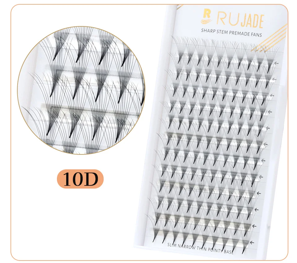 RUJADE Russische Volumenwimpern, vorgefertigte Fächer, dünne, spitze Basis, 5D, 6D, 8D, 10D, 12D, individuelle Wimpernverlängerung, falsche Wimpern-Cluster – Detail 22
