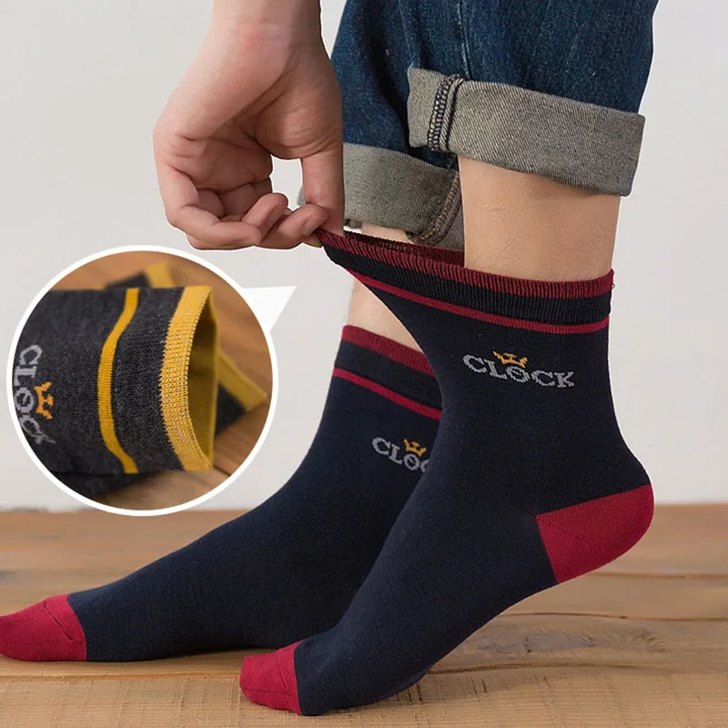 5 Pairs Men Autumn Winter Thick Cotton Socks High Quality Odor Resistant Wear-resistant Sweat Absorbing Sports Mid Tube Socks