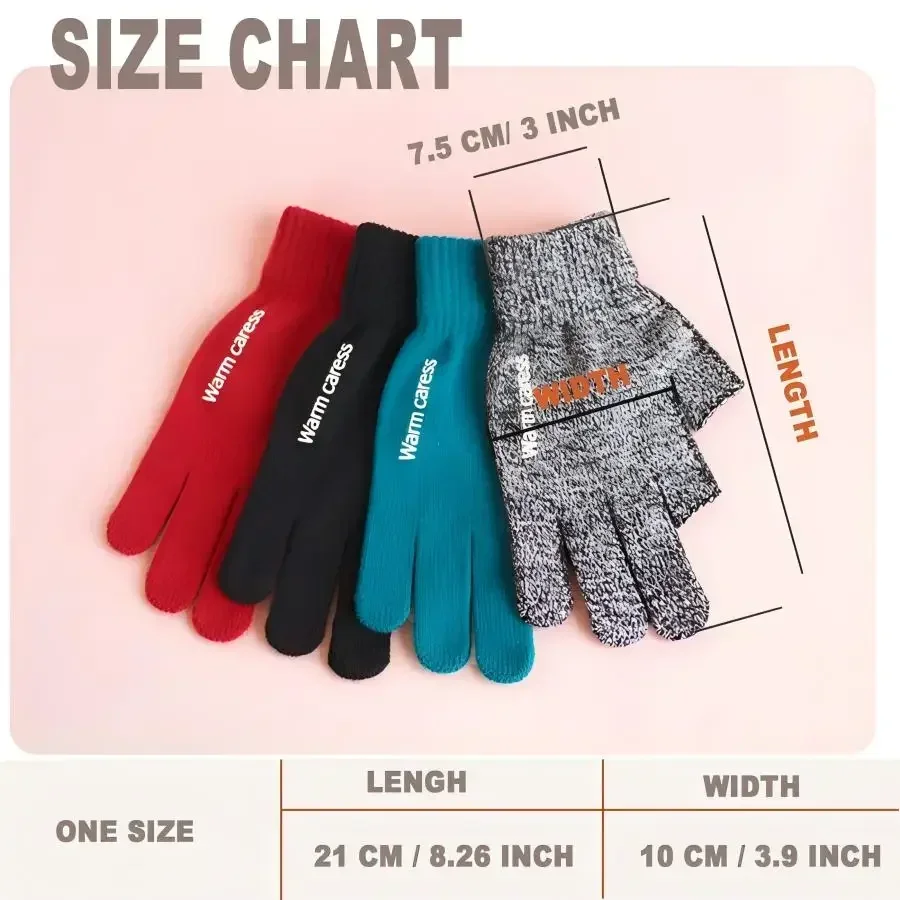 Autumn Wnter Half Finger Gloves,Cold Weather Warm Touchscreen Glove Unisex,Non-slip,Elastic Cuff,Knit Stretchy for Cycling