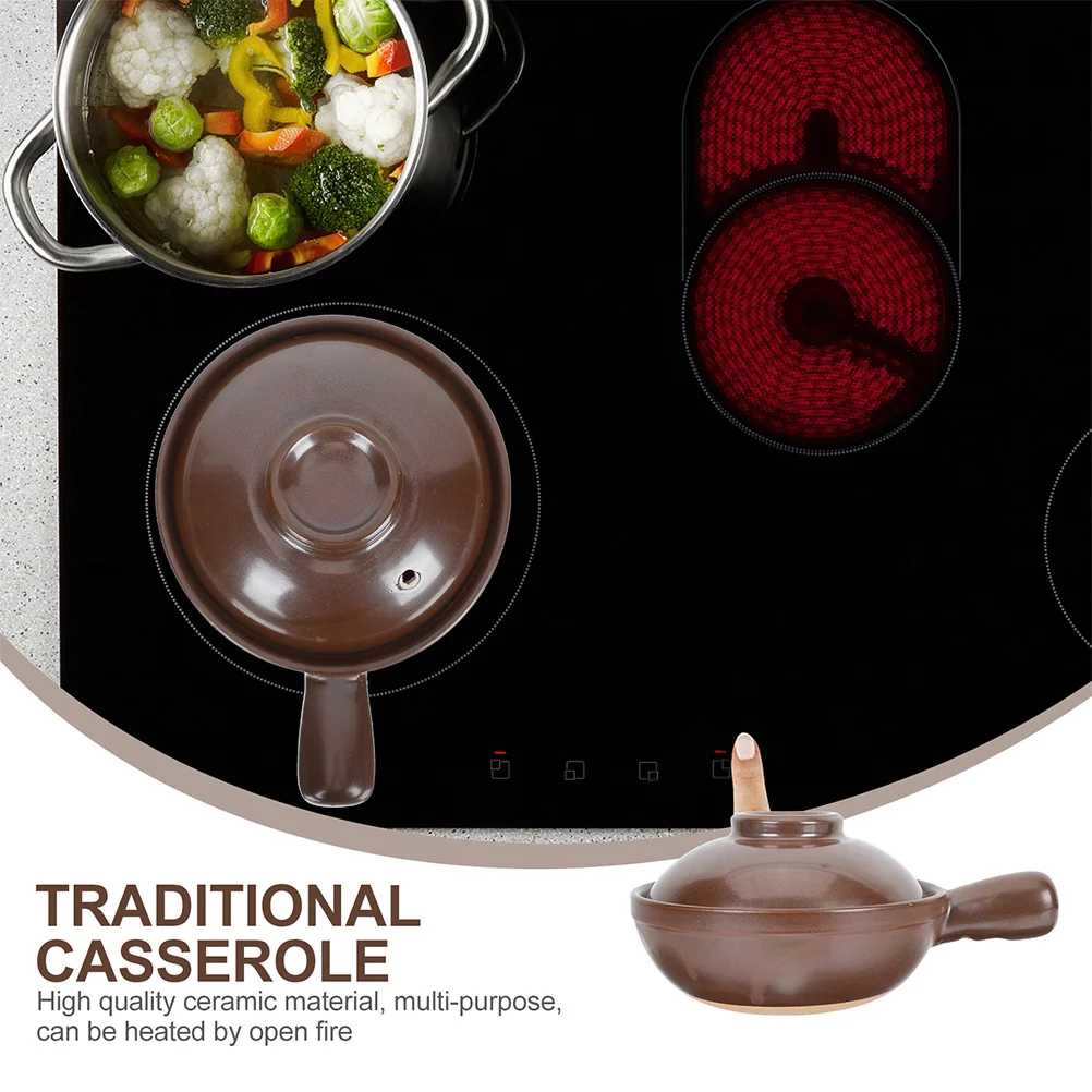 

Side Handle Clay Pot for Cooking Rice Noodles Soup Casserole Household Heat Resistant Kitchen Cooking Pot Casserole