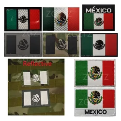 Mexico IR Flag Hook & Loop Patches Custom Camo Embroidery Reflection Morale Badges for Military Outdoor Tactics Backpack Helmet