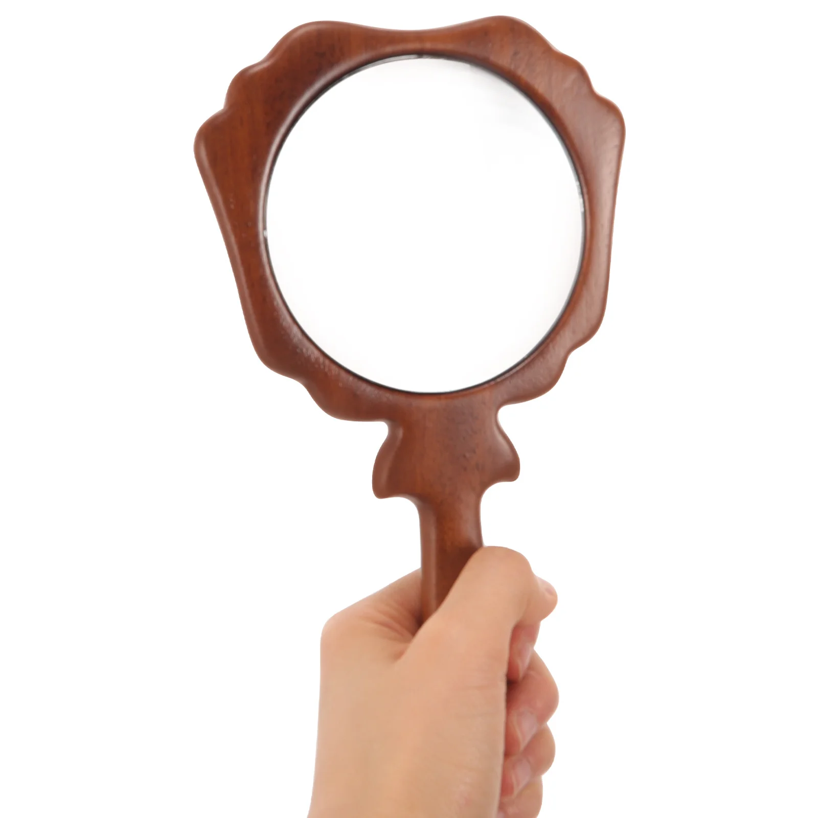 

Wooden Handle Hd Handheld Compact Hand Mirror Women For Eyebrow Embroidery Salon Travel Purse Mirror For Women